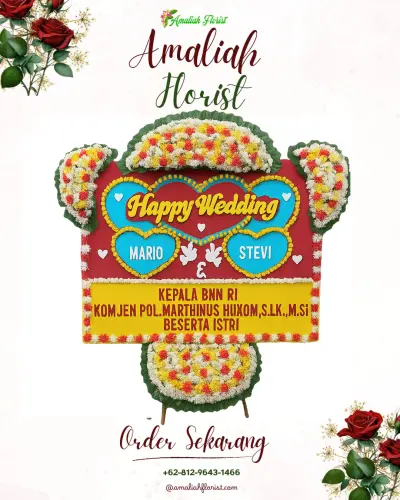 Karangan Papan Bunga Pernikahan di Masaran
